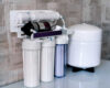 Household filtration system. Water treatment concept. Use of water filters at home. Special technic for home.