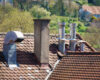 Roof with different chimneys