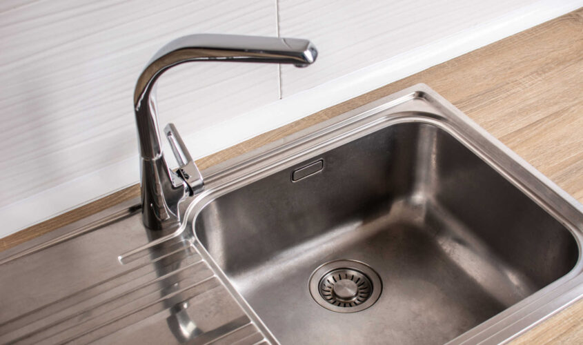 Chrome kitchen sink